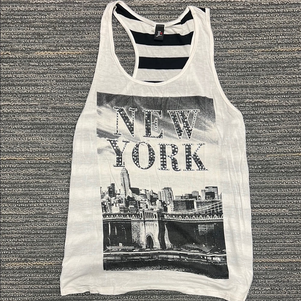 Women’s White New York Graphic Tank Top